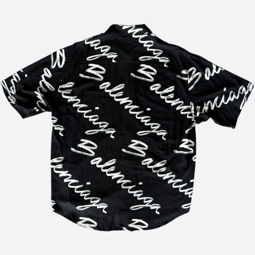Balenciaga Black & White Script Button Up Shirt - image 2